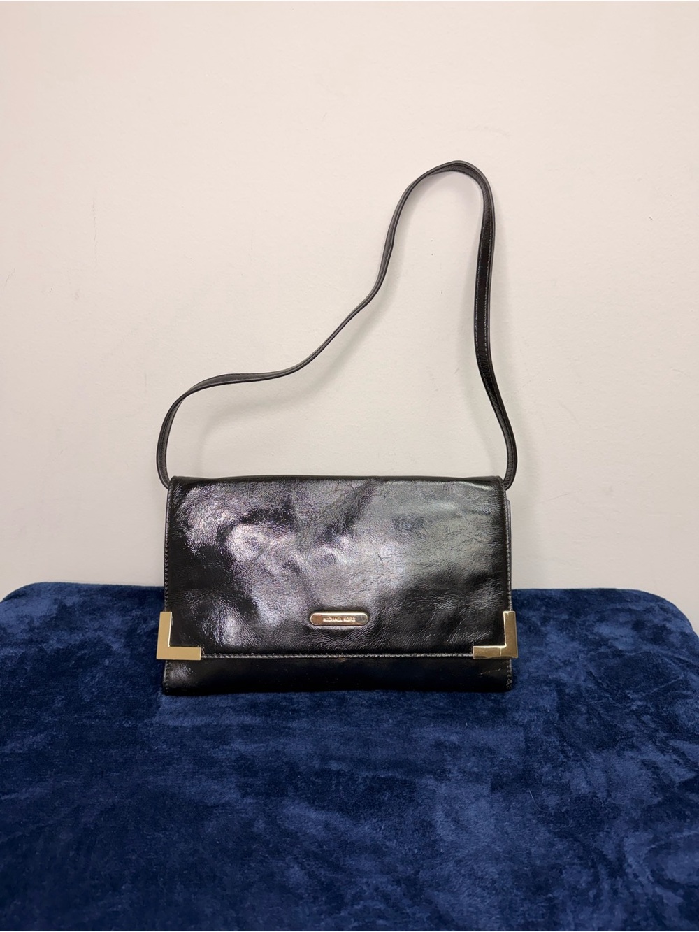 Michael Kors Beverly Clutch Shoulder bag Black Patent Leather